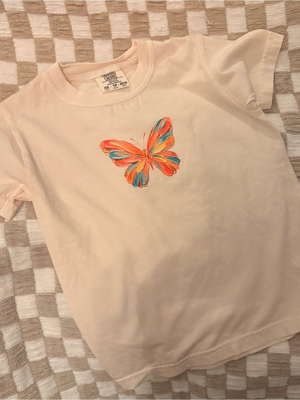 Kids Butterfly Graphic Tee in Cream